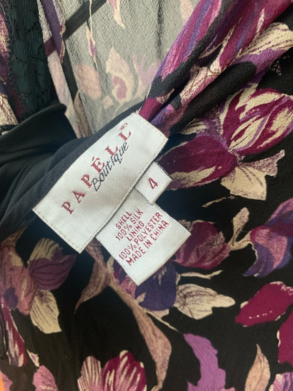 Papell Boutique Black Maxi Dress with Purple Floral Print - Picture 2 of 6